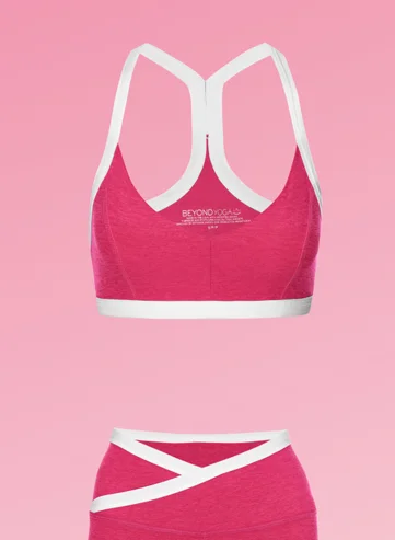 Spacedye Outlines Bra in Vivid Pink Heather/Cloud White