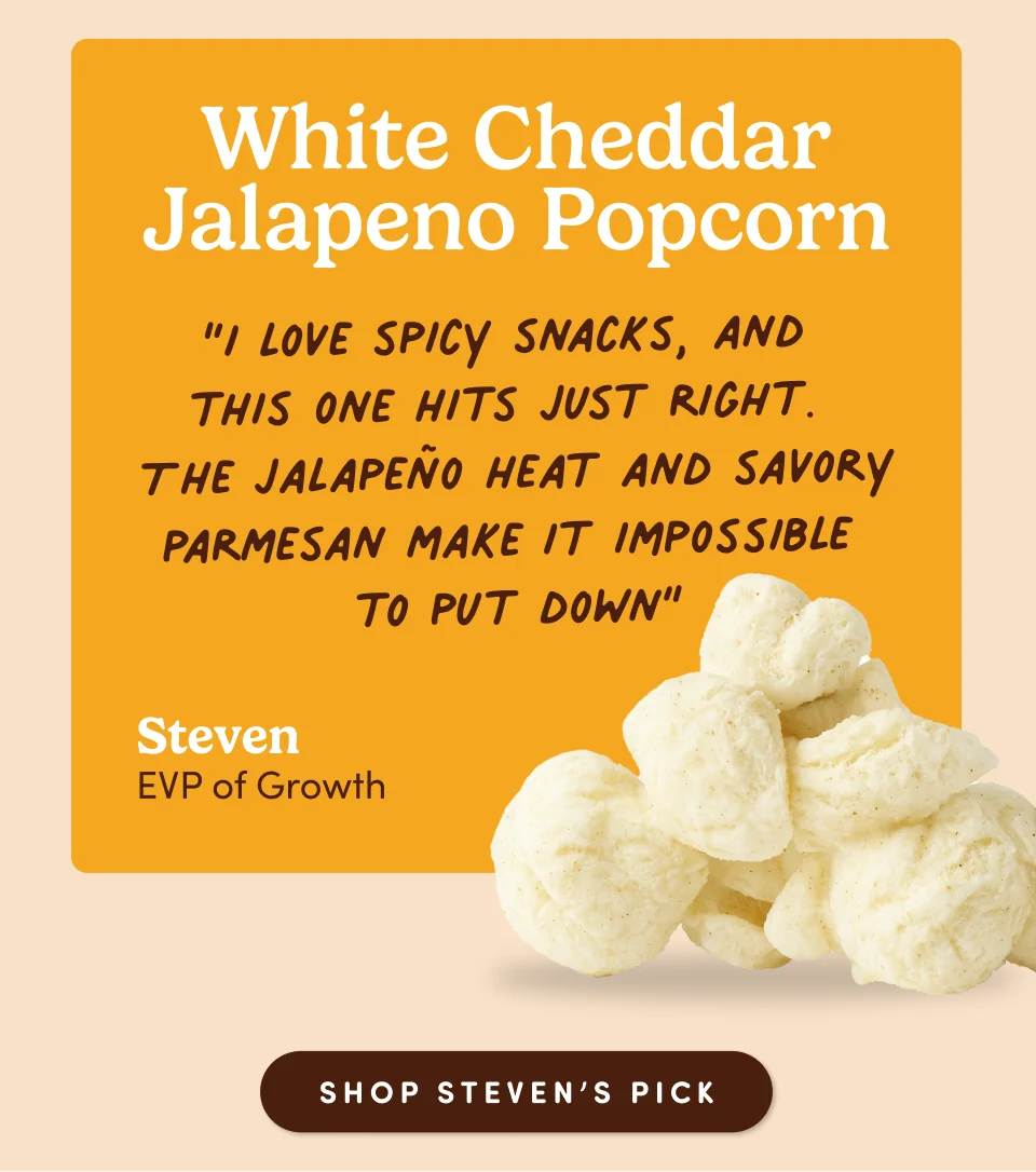 White Cheddar Jalapeno Popcorn: