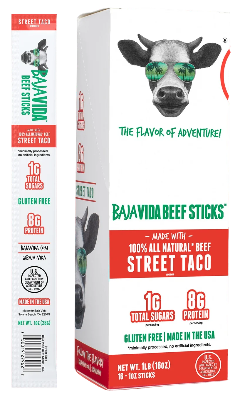 Image of Baja Vida 100% All-Natural Beef Sticks - Street Taco (16 Sticks)