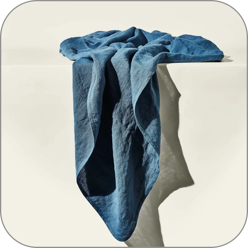 Image of Linen Table Cloth - Blue Grey