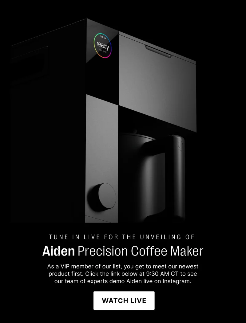 Tune in live for the unveiling of Aiden Precision Coffee Maker: Watch Now