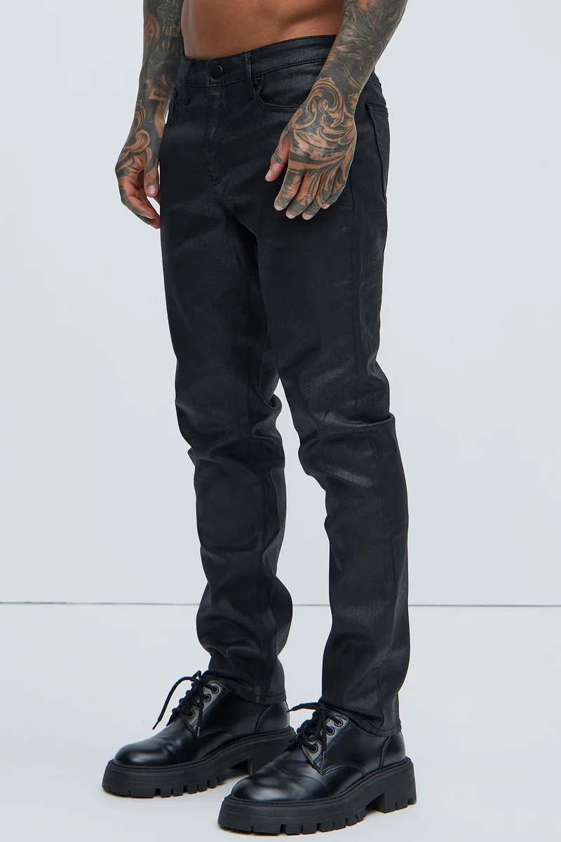 Image of Not Like Others Waxed Slim Taper Jean - Black
