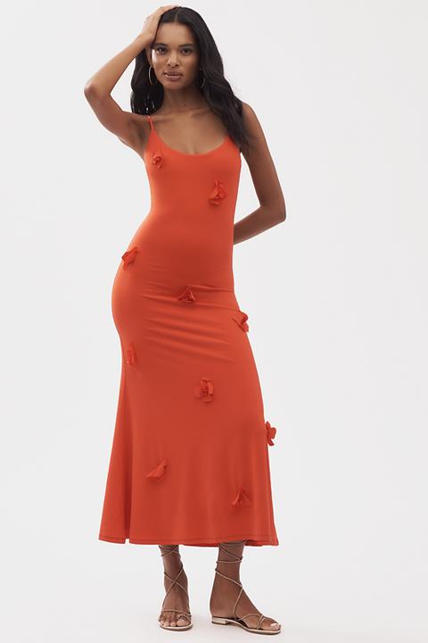 Bardot Sleeveless 3D Floral Fitted Midi Dress