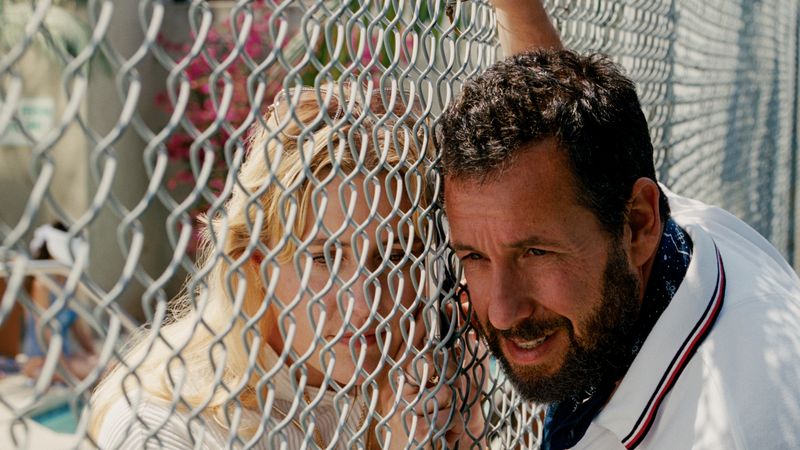 Adam Sandler with Greta Gerwig in 'Jay Kelly'