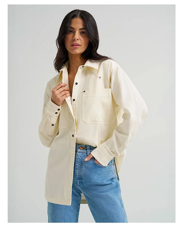 Women's Wrangler Corduroy Boyfriend Western Snap Shirt