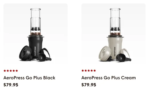 AeroPress Go Plus Black and Cream
