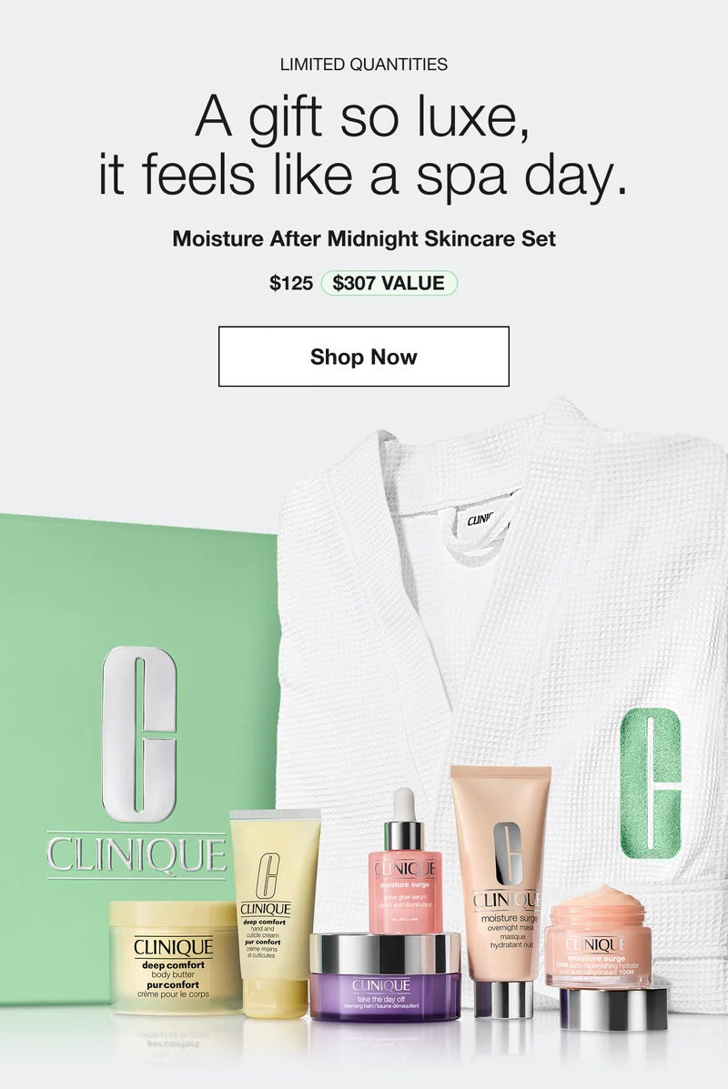 LIMITED QUANTITIES | A gift so luxe, it feels like a spa day. | Moisture After Midnight Skincare Set | $125 $299 VALUE | Shop Now