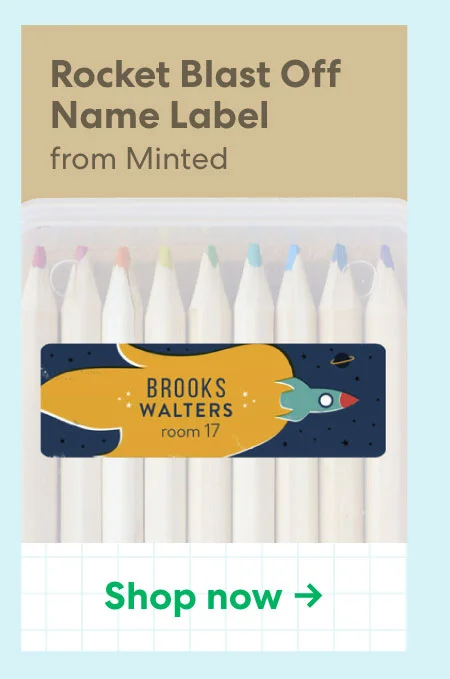 Rocket Blast Off Name Label from Minted