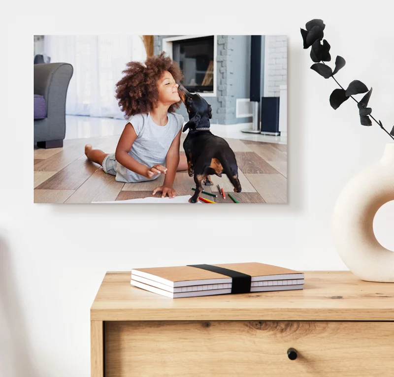Canvas print of girl and dog.
