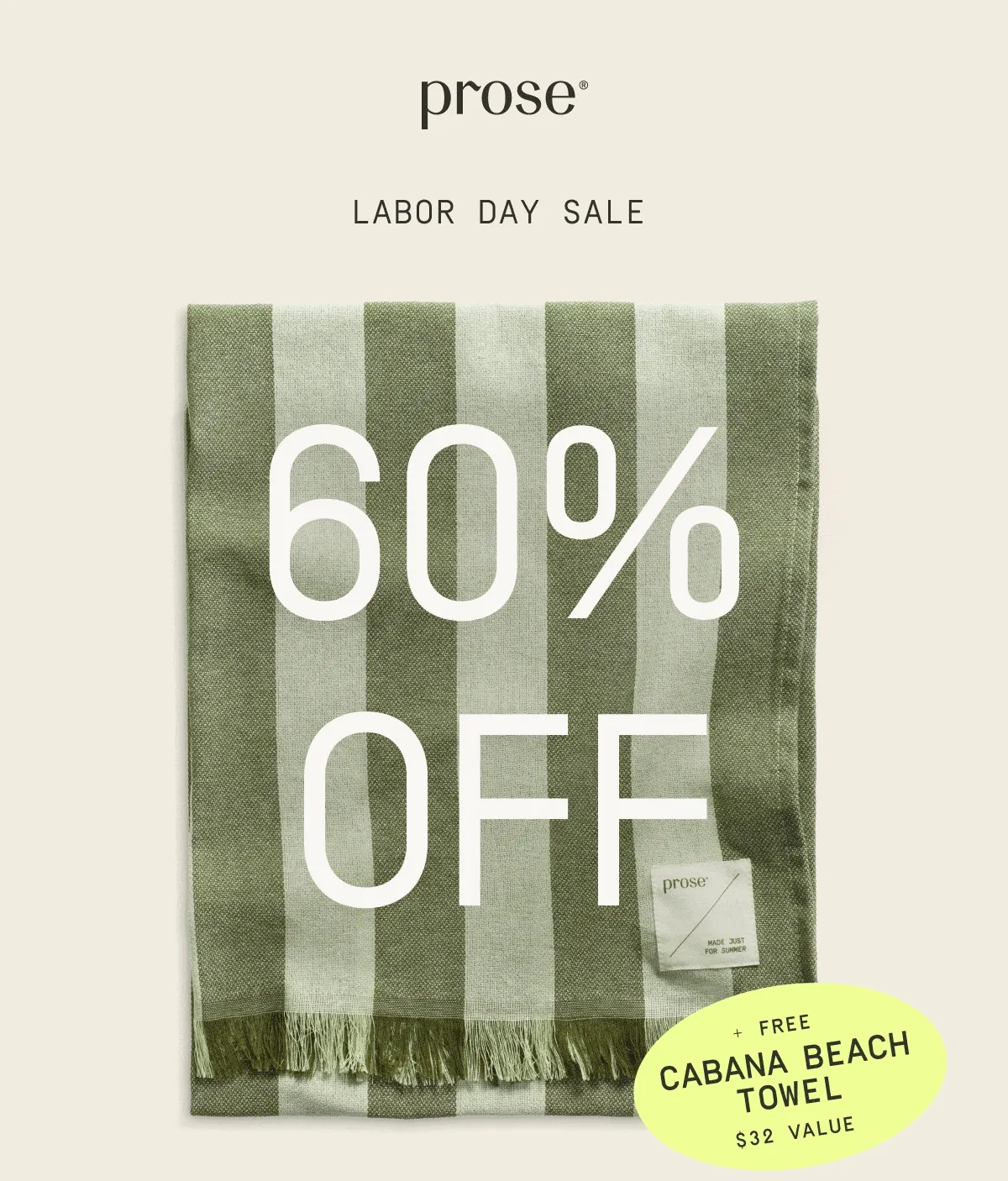 Prose | 60% off + free cabana beach towel