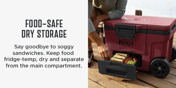 Food-safe dry storage -- Say goodbye to soggy sandwiches. Keep food fridge-temp, dry and separate from the main compartment.