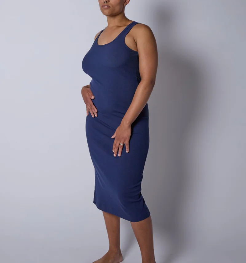 Image of Bamboo Rib Sleeveless Midi Dress - Future Dusk