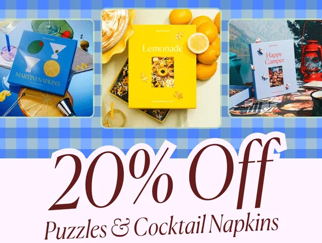 20% Off Puzzles & Cocktail Napkins