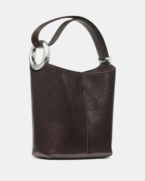 Halo Glazed Leather Mini Bucket Bag