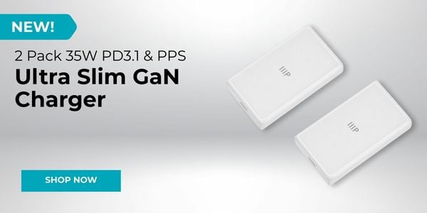 New: 2 Pack 35W PD3.1 And PPS. Ultra Slim GaN Charger. Shop Now.