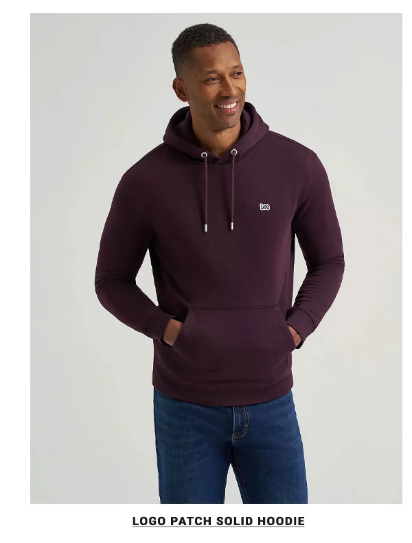 Men's Logo Patch Solid Hoodie