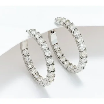 Steel by Diamonique 1" Hinged Hoop Earrings Hoop Earrings