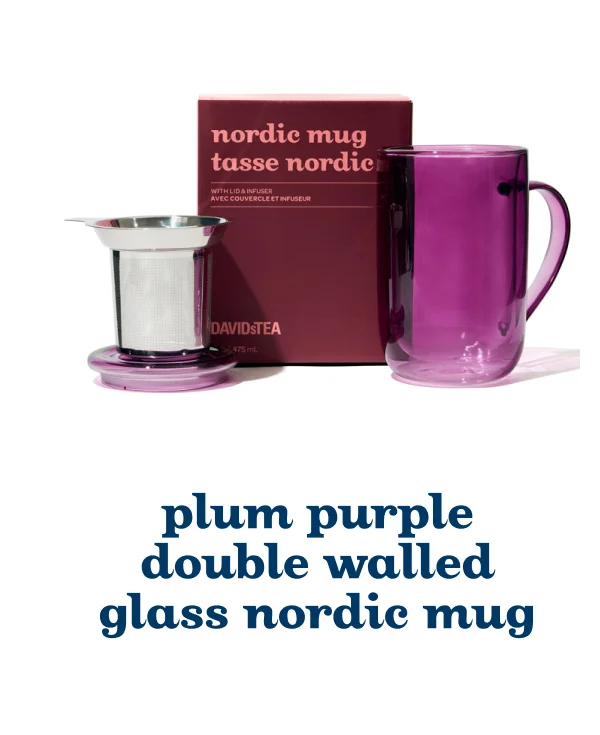 Plum purple double walled glass nordic mug