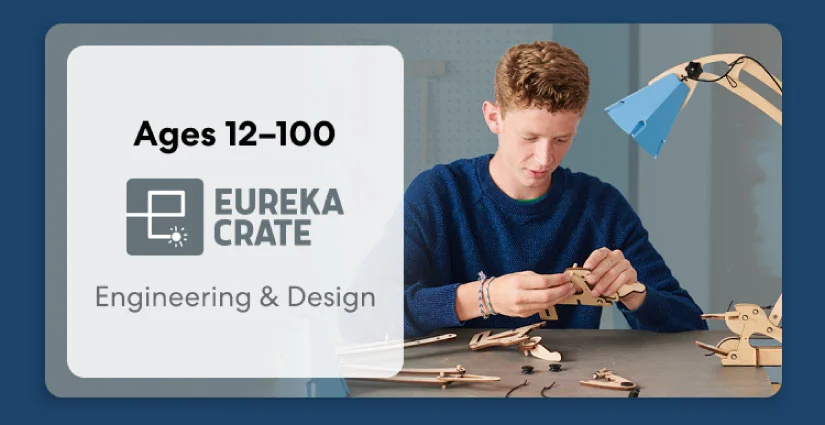 Teen exploring KiwiCo engineering crate for ages 12 and above