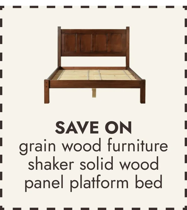 Grain Wood Furniture Shaker Solid Wood Panel Platform Bed