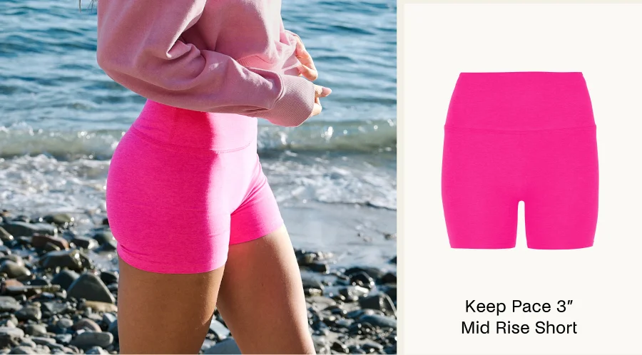 Spacedye Keep Pace 3" Mid-Rise Short in Pink Glow Heather