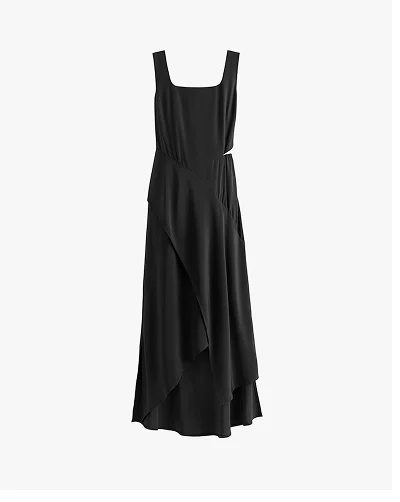 Silk Cut Out Dress Black