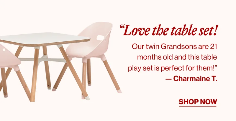 “Love the table set! Our twin Grandsons are 21 months old and this table play set is perfect for them!” — Charmaine T. Shop Play Kit