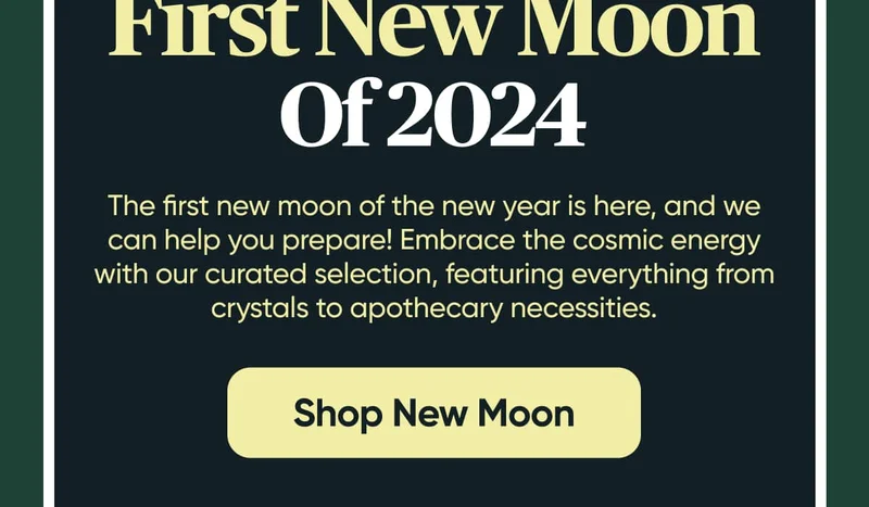 The first new moon of the new year is here, and we can help you prepare! Embrace the cosmic energy with our curated selection, featuring everything from crystals to apothecary necessities. Shop New Moon
