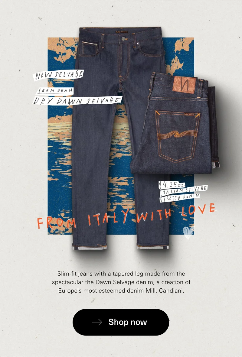 Lean Dean Dry Dawn Selvage, Slim-fit jeans with a tapered leg made from the spectacular the Dawn Selvage denim, a creation of Europe's esteemed denim Mill, Candiani.