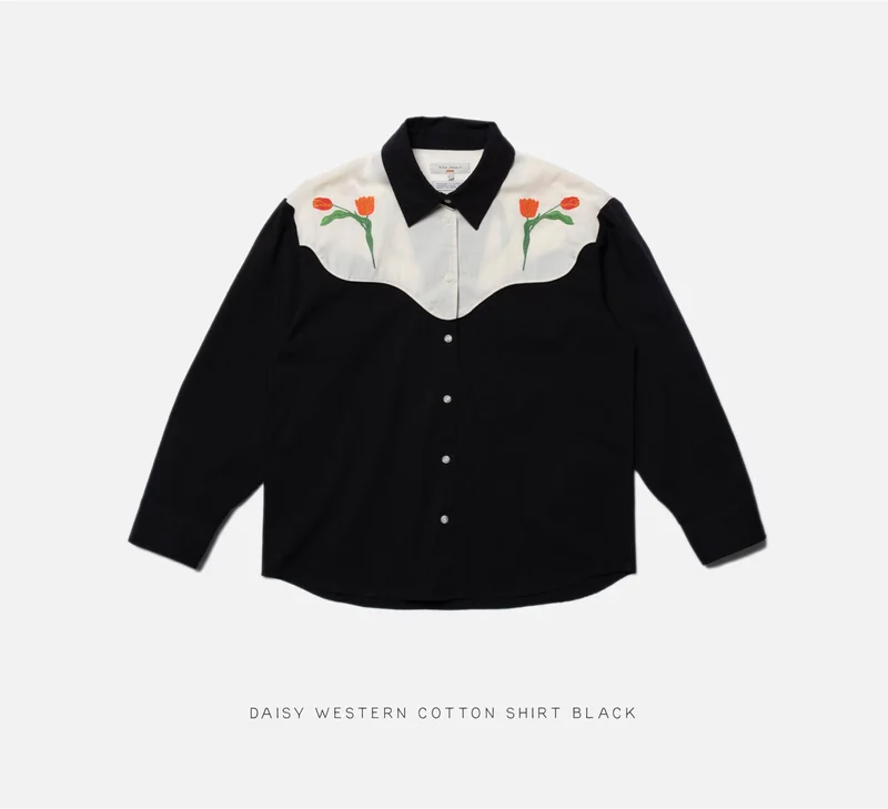 Daisy Western Cotton Shirt Black