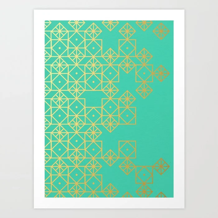 Geometric Turquoise Art Print Art Print