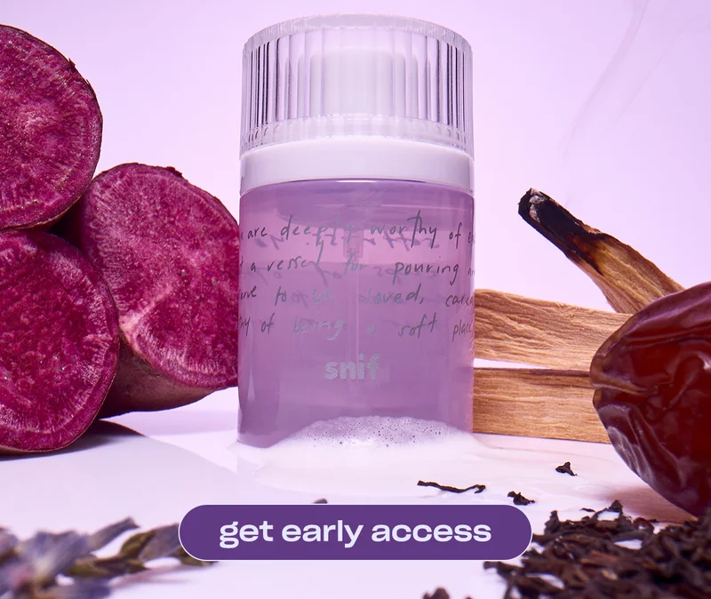 Gentle Reminder by Alex Elle blends frothy milk tea, creamy purple ube, and soothing lavender for a scent that grounds you.  Spray it first with early access.