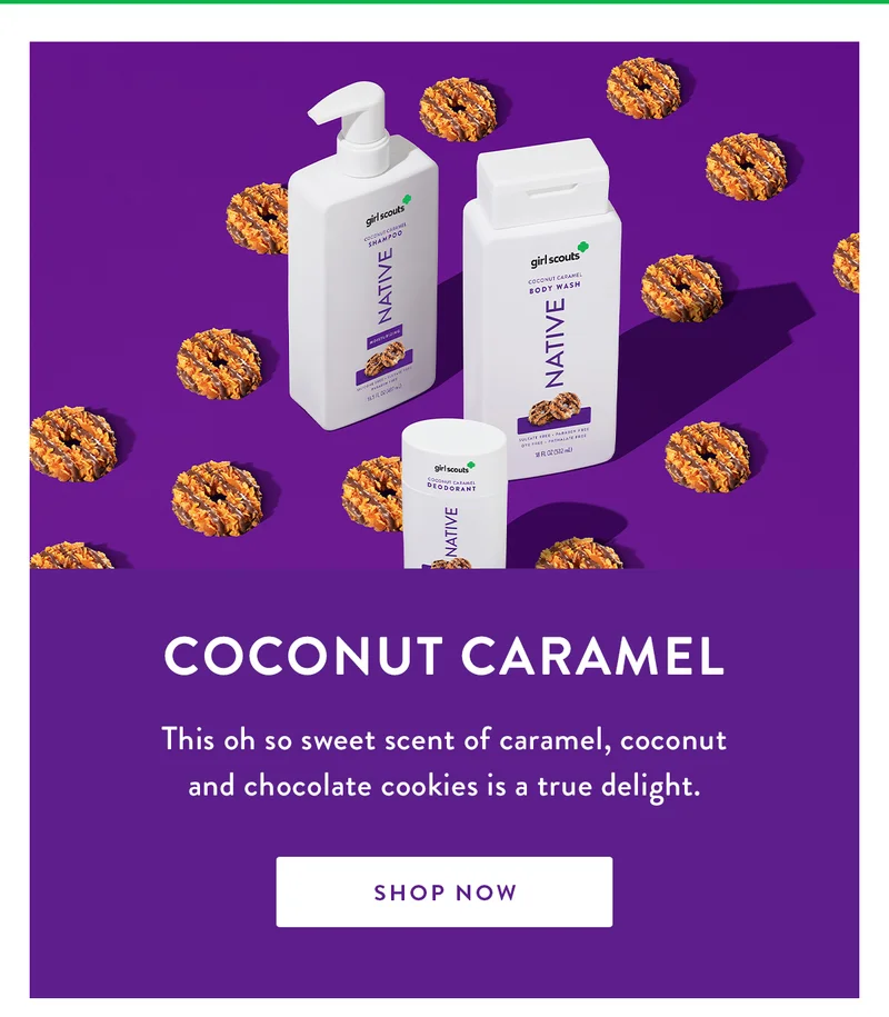 Coconut Caramel | This oh so sweet scent of caramel, coconut and chocolate cookies is a true delight. | SHOP NOW