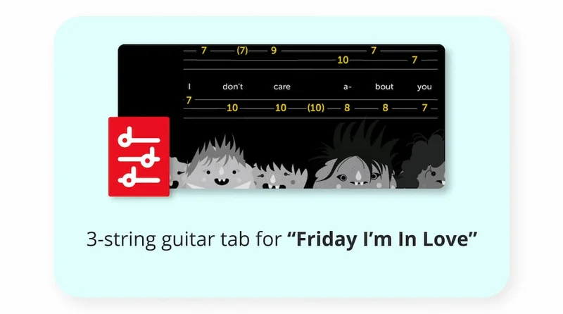 3-string guitar tab for “Friday I’m In Love”