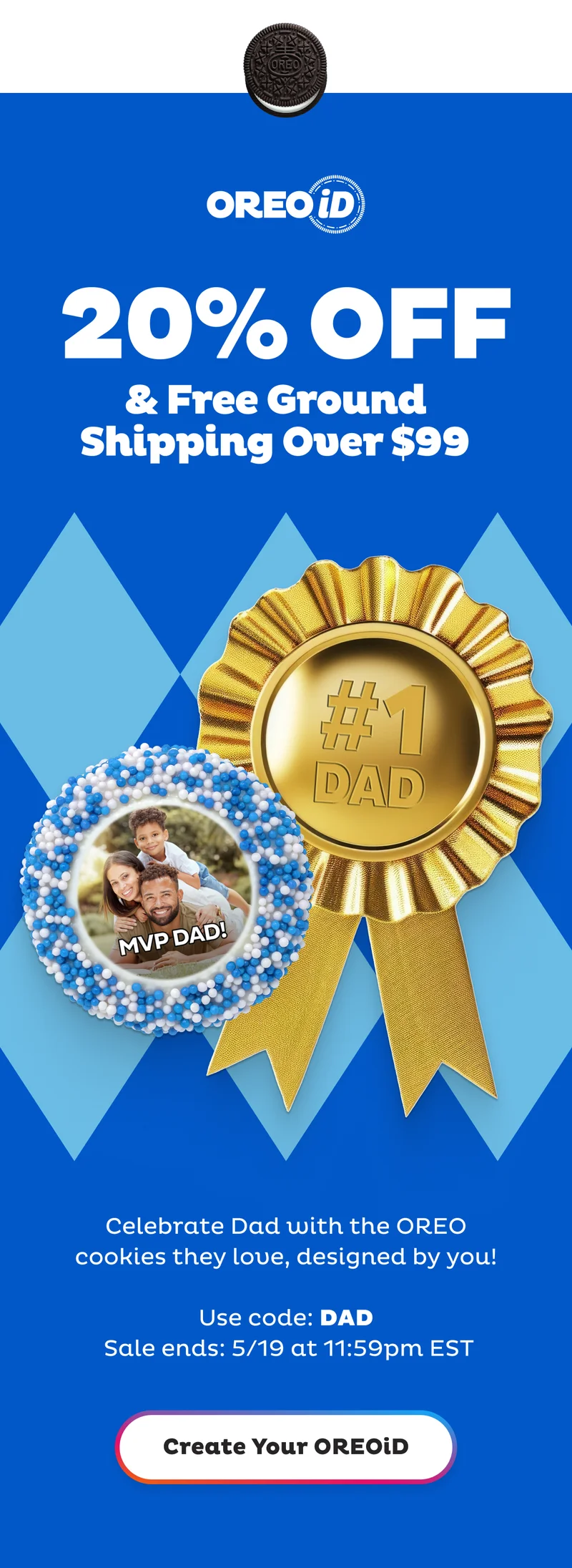 20% off + free shipping ground shipping over $99 for Father's Day