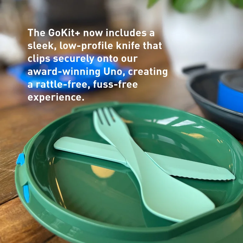 The GoKit+ now includes a sleek, low-profile knife that clips securely onto our award-willing Uno, creating a rattle-free, fuss-free experience.