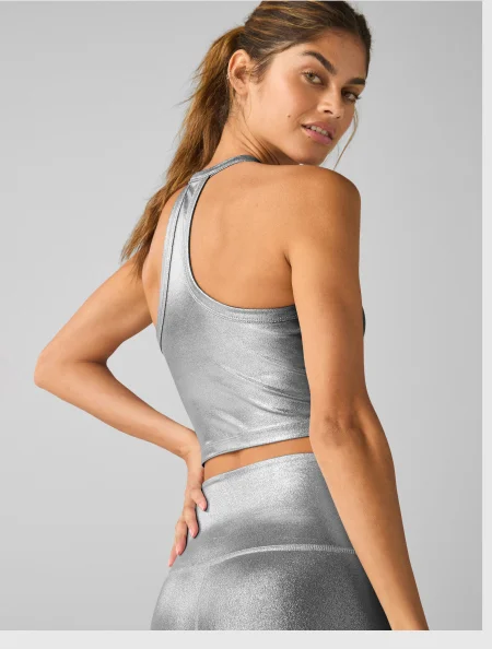 Liquid Silver On The Up Cropped Tank