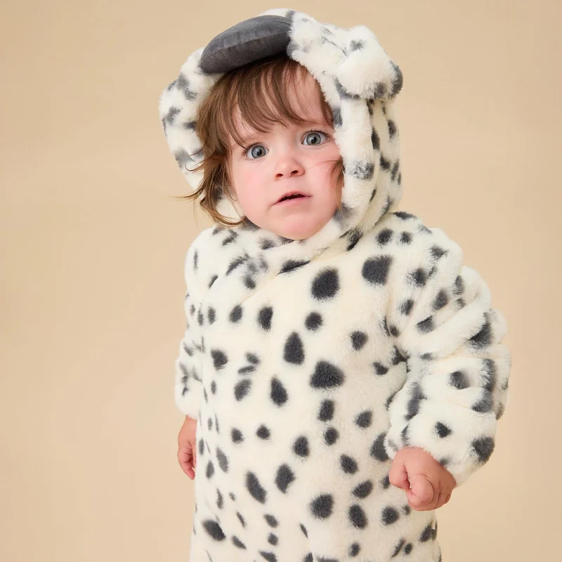 Image of Dalmatian Faux Fur Pramsuit