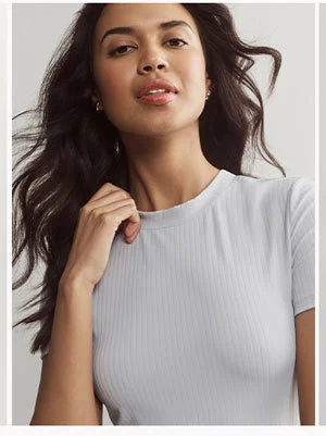 Modern Ribbed Tee: Gray Mist