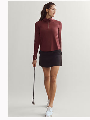 Course to Court 1/4 Zip: Brown Berry