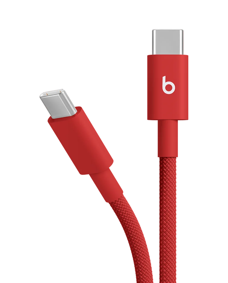 Beats Charging Cable shown in Rapid Red.