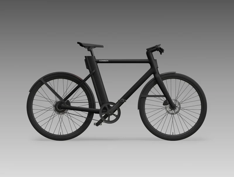 Side profile of a Cowboy Classic e-bike in Black, showcasing its minimalist frame, integrated components, and modern design.