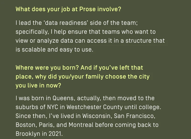 What does your job at Prose involve?