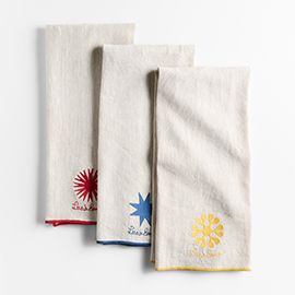 Starburst Natural Chambray Dish Towels, Set of 3