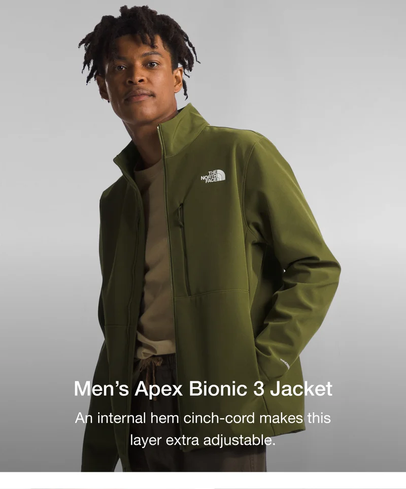 Men's Apex Bionic 3 Jacket. An internal hem cinch-cord makes this layer extra adjustable.