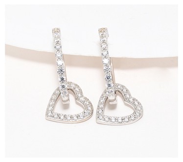 Diamonique x Kathy Levine Heart Light Hoop Earrings, Sterling Silver