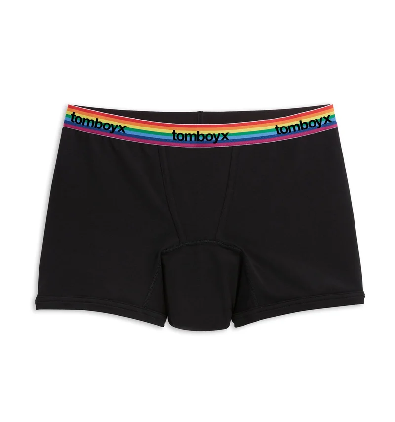 Image of First Line Period 4.5" Trunks - Black Rainbow Logo