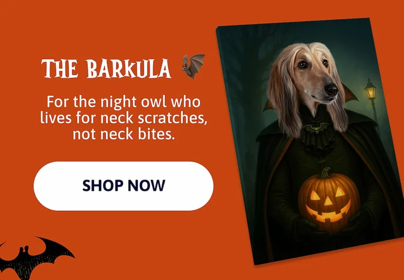 The Barkula 🦇 For the night owl who lives for neck scratches, not neck bites.