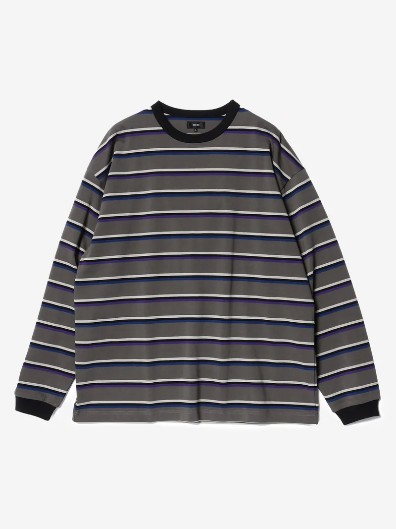 Image of Beams Border Long Sleeve Loose T-Shirt - Charcoal