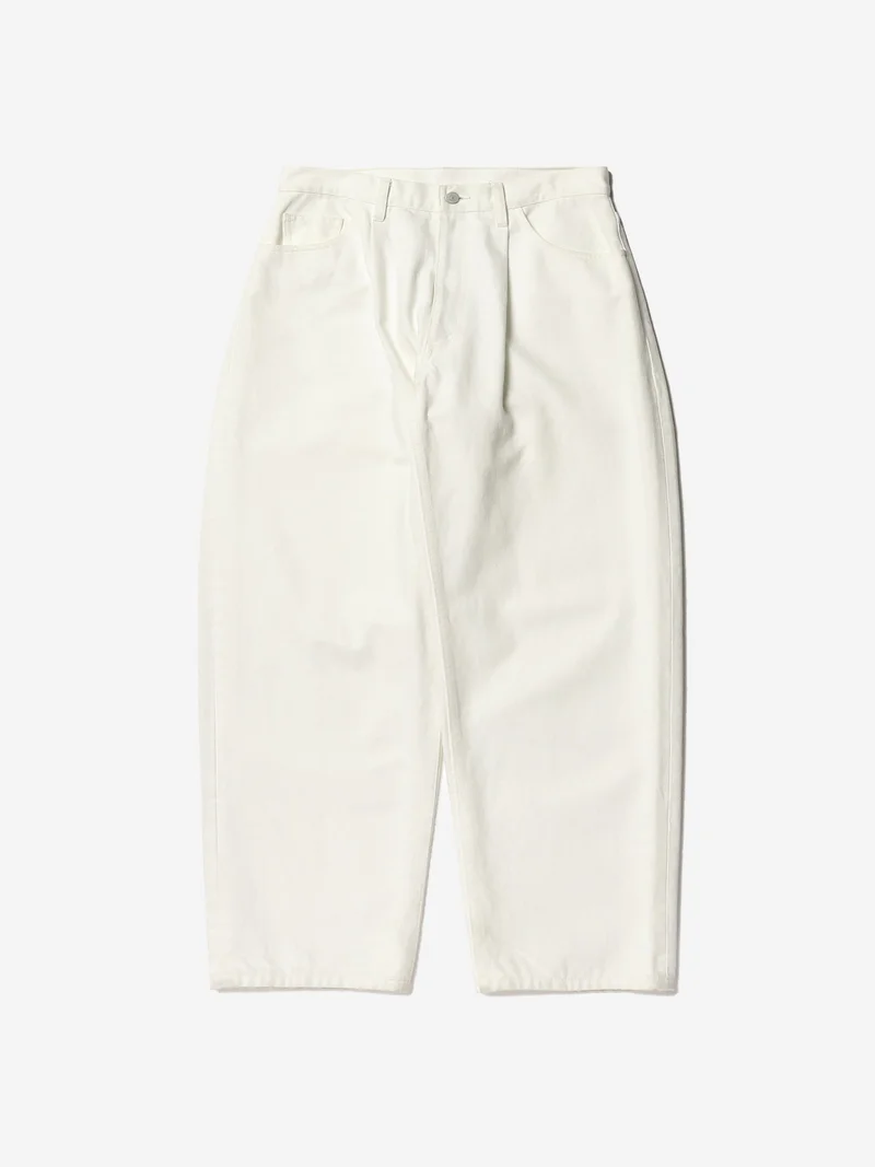 Image of Beams Wide Tapered Denim Jeans - White